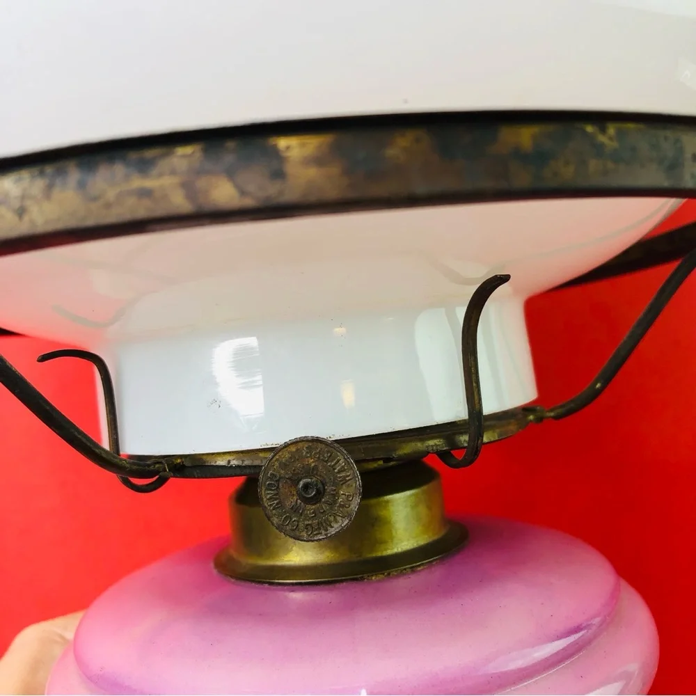 RARE Vintage EAGLE Kerosene Table Oil Lamp Daisy Floral Hand painted Porcelain